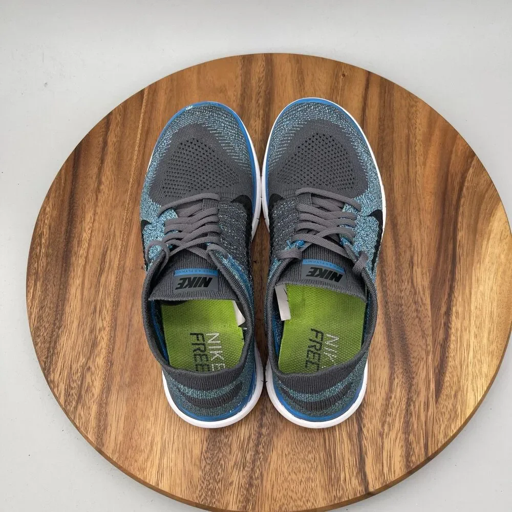 Nike Free Flyknit 4.0 Shoes Mens Size 9.5 Blue Running Comfort Walking Sneakers